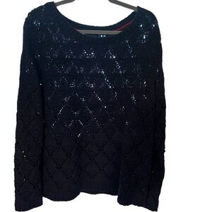 Tommy Hilfiger Navy Crewneck Crochet Sweater Size Extra Large​​​​​​